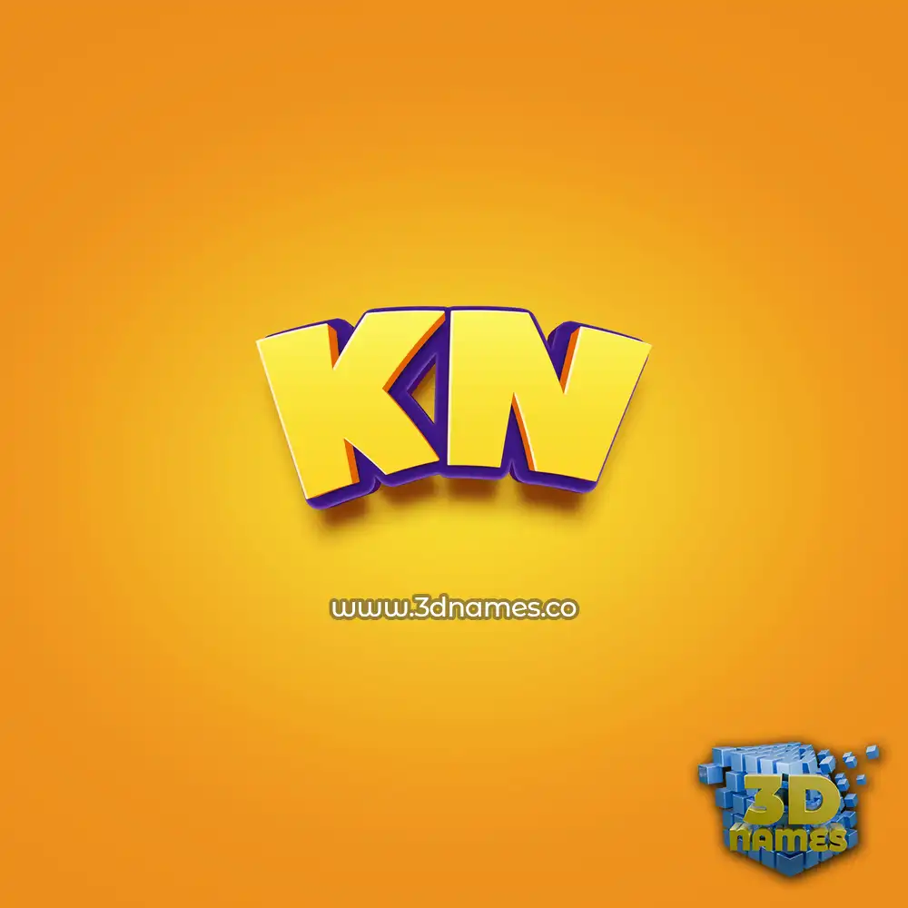 kn in Orange Toon style - 3D name wallpaper