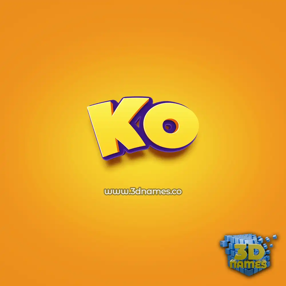 ko in Orange Toon style - 3D name wallpaper
