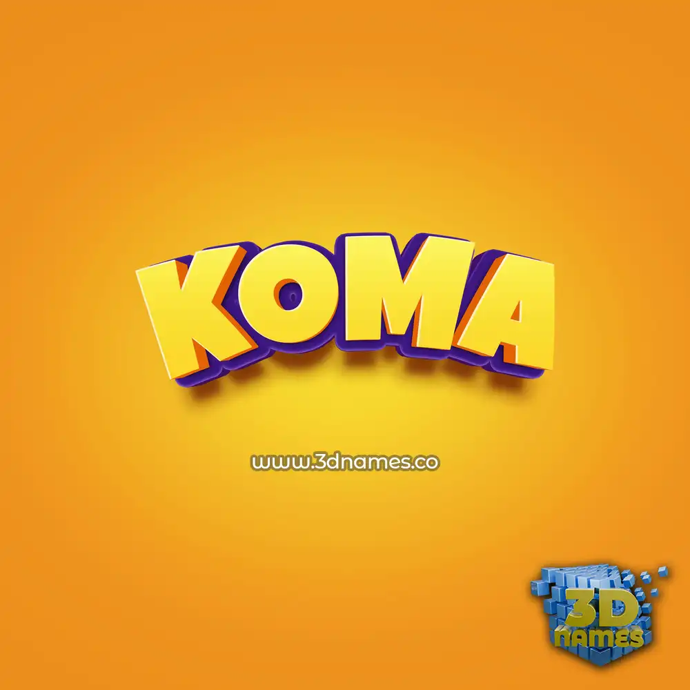 koma in Orange Toon style - 3D name wallpaper