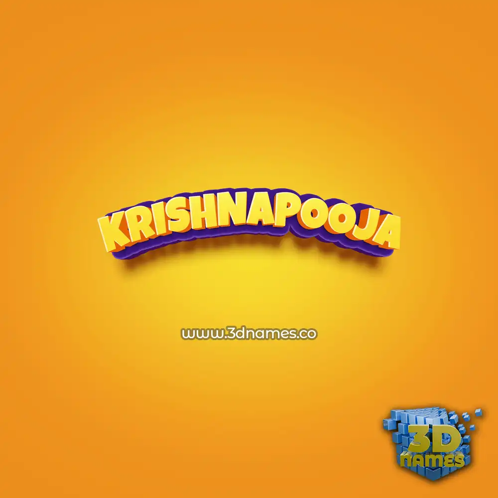 krishnapooja in Orange Toon style - 3D name wallpaper