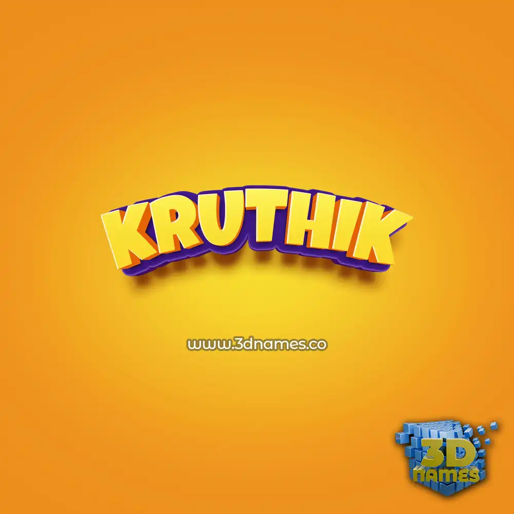 kruthik in Orange Toon style - 3D name wallpaper