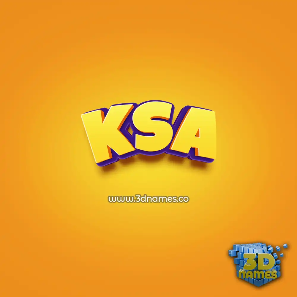ksa in Orange Toon style - 3D name wallpaper