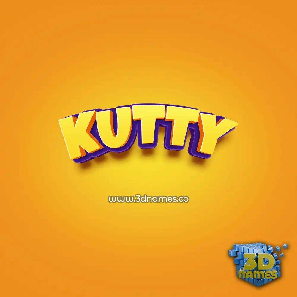 kutty in Orange Toon style - 3D name wallpaper