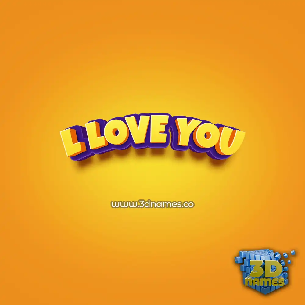 l love you in Orange Toon style - 3D name wallpaper