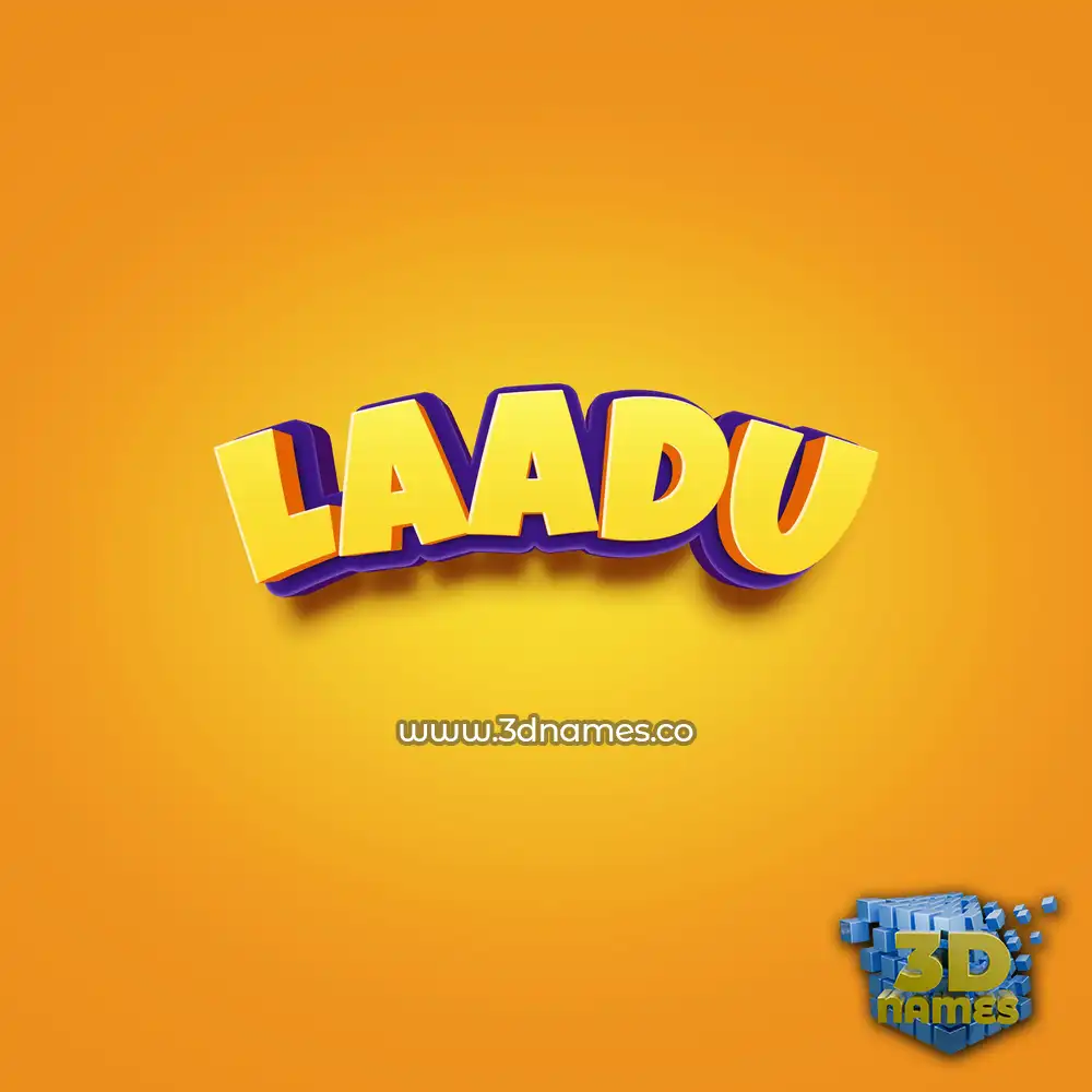 laadu in Orange Toon style - 3D name wallpaper
