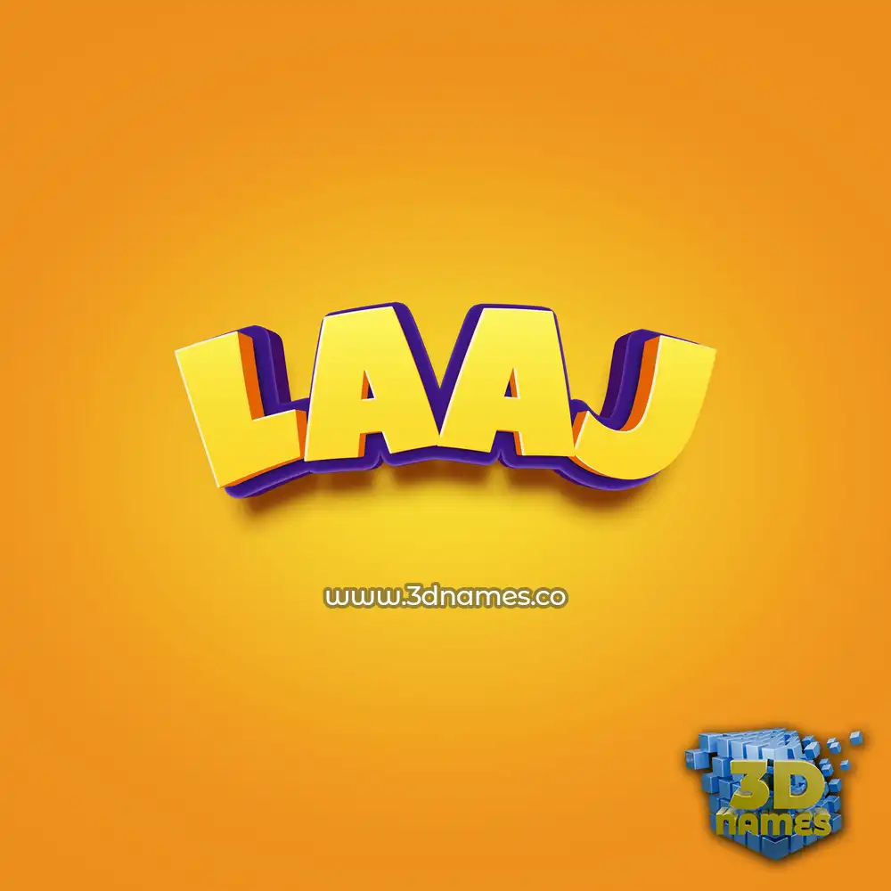 laaj in Orange Toon style - 3D name wallpaper