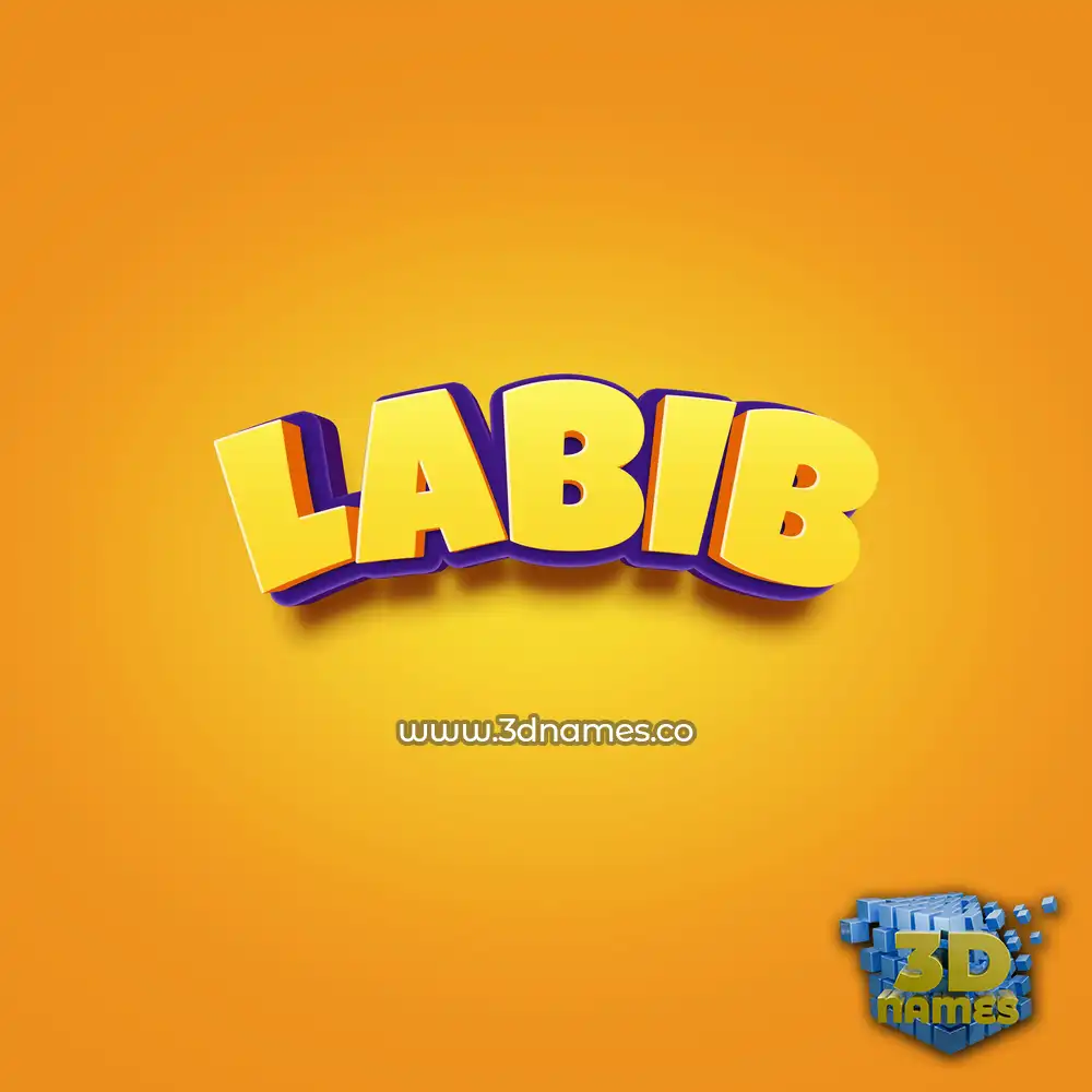 labib in Orange Toon style - 3D name wallpaper