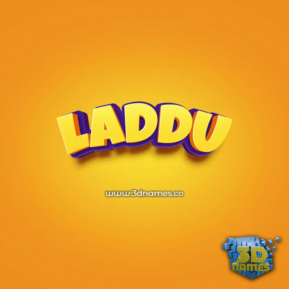 laddu in Orange Toon style - 3D name wallpaper
