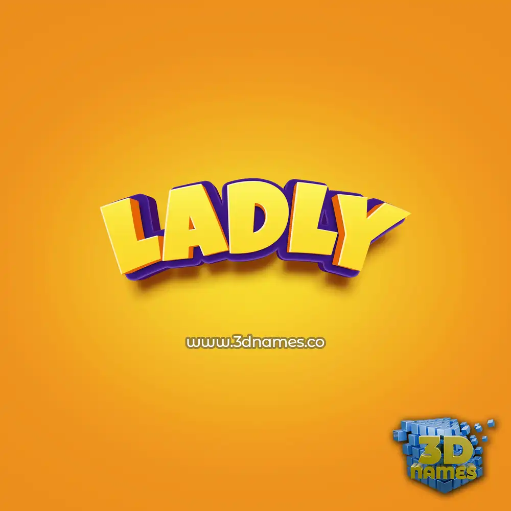 ladly in Orange Toon style - 3D name wallpaper