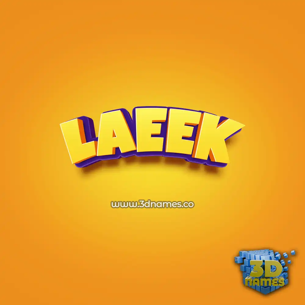 laeek in Orange Toon style - 3D name wallpaper