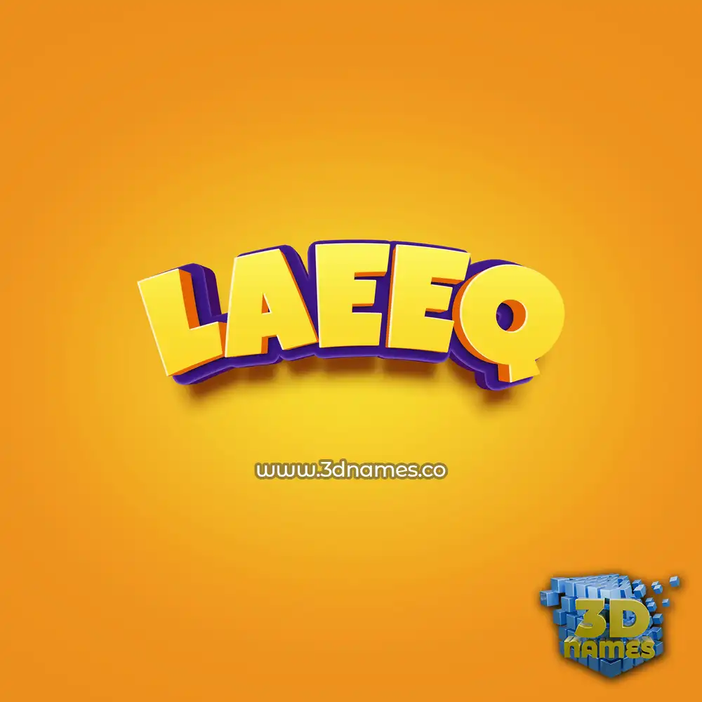 laeeq in Orange Toon style - 3D name wallpaper