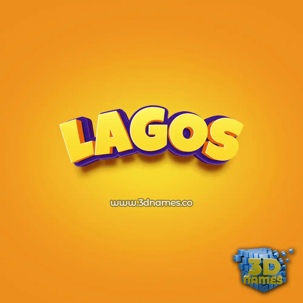 lagos in Orange Toon style - 3D name wallpaper