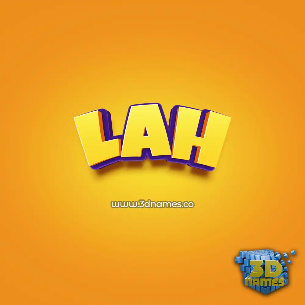 lah in Orange Toon style - 3D name wallpaper