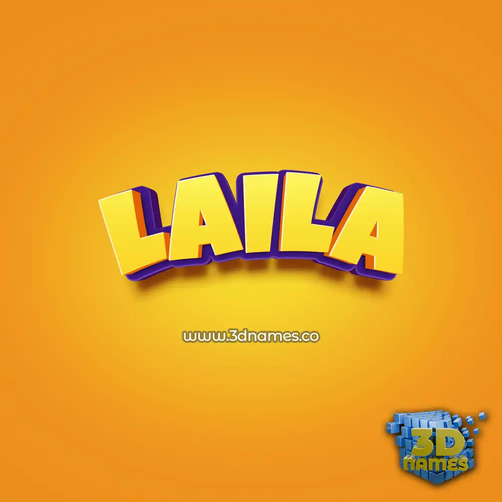 laila in Orange Toon style - 3D name wallpaper