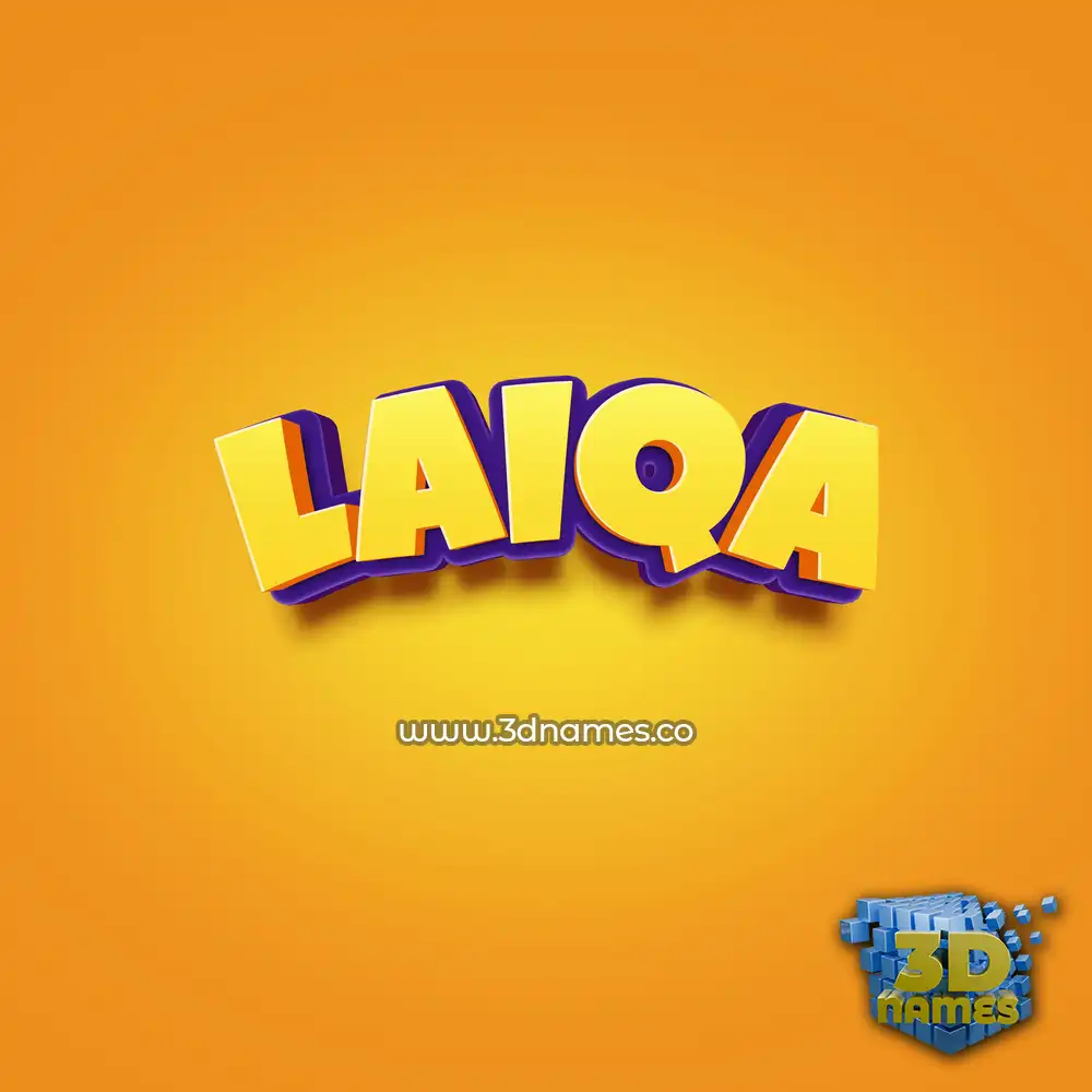laiqa in Orange Toon style - 3D name wallpaper