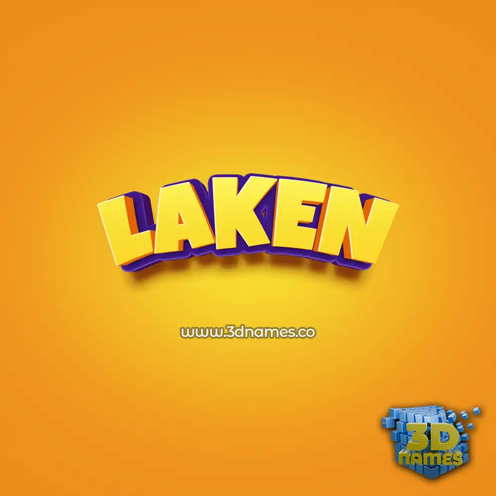 laken in Orange Toon style - 3D name wallpaper