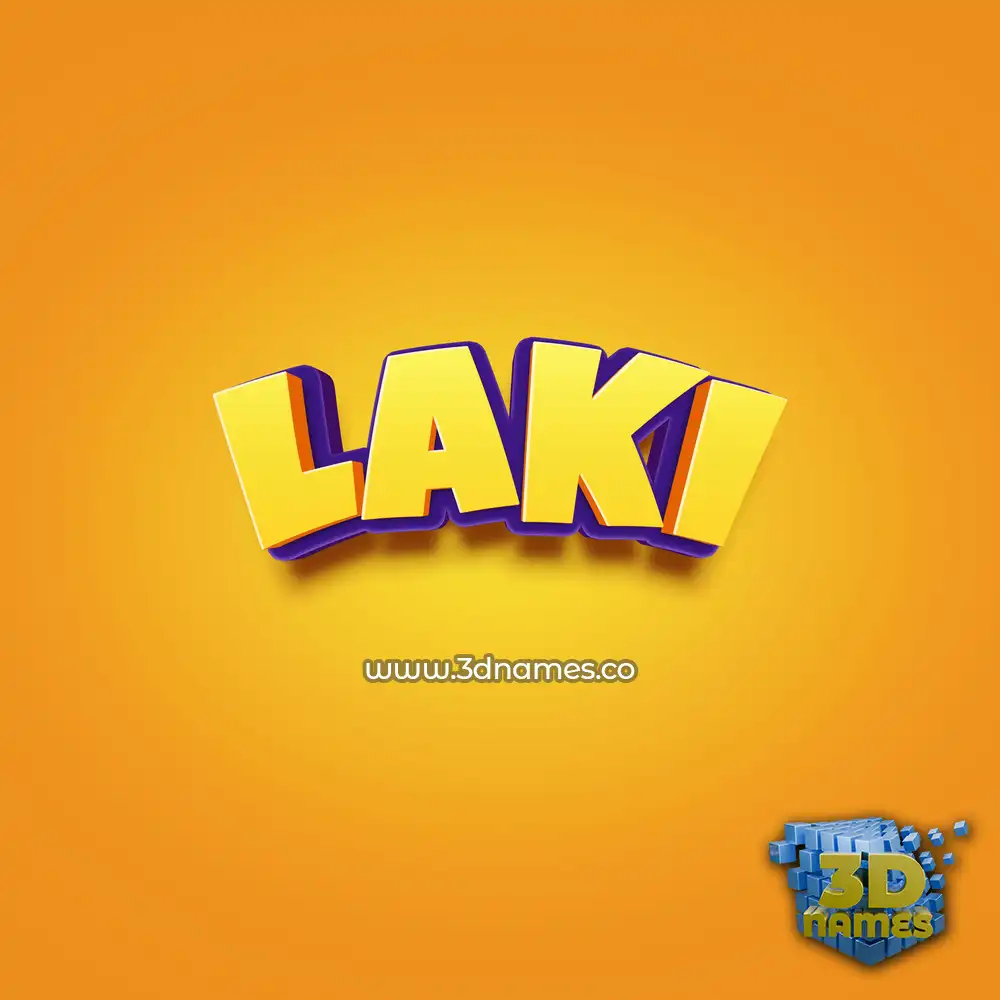 laki in Orange Toon style - 3D name wallpaper