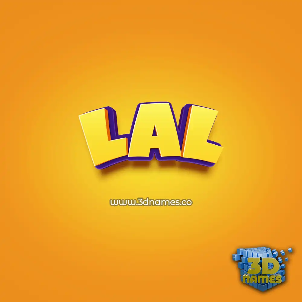 lal in Orange Toon style - 3D name wallpaper