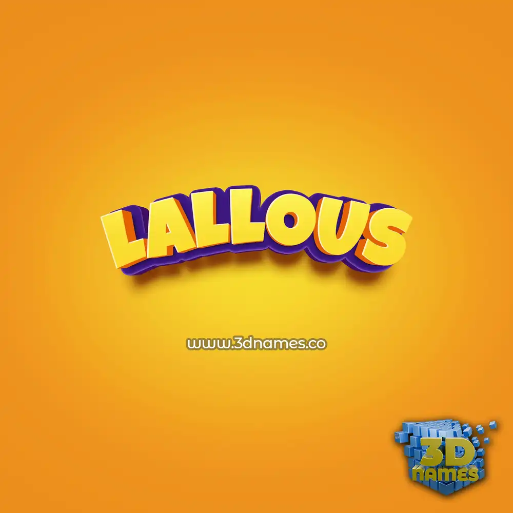 lallous in Orange Toon style - 3D name wallpaper