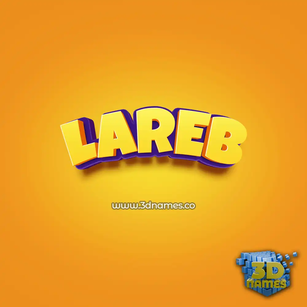 lareb in Orange Toon style - 3D name wallpaper