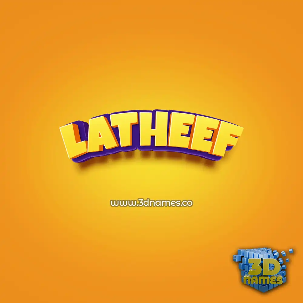 latheef in Orange Toon style - 3D name wallpaper