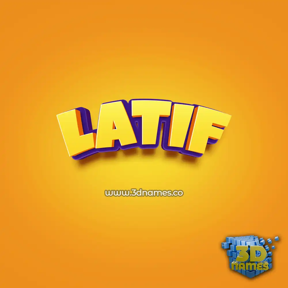 latif in Orange Toon style - 3D name wallpaper
