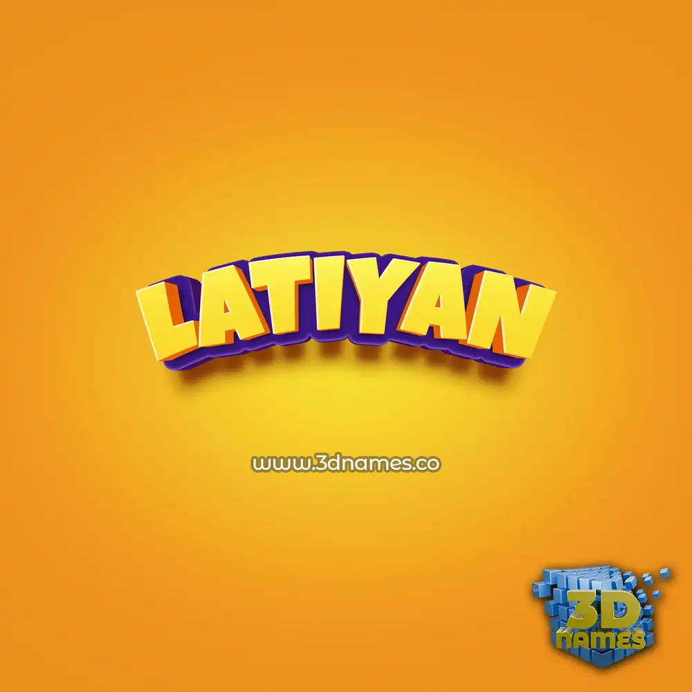latiyan in Orange Toon style - 3D name wallpaper