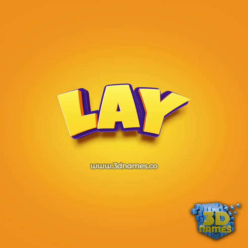 lay in Orange Toon style - 3D name wallpaper