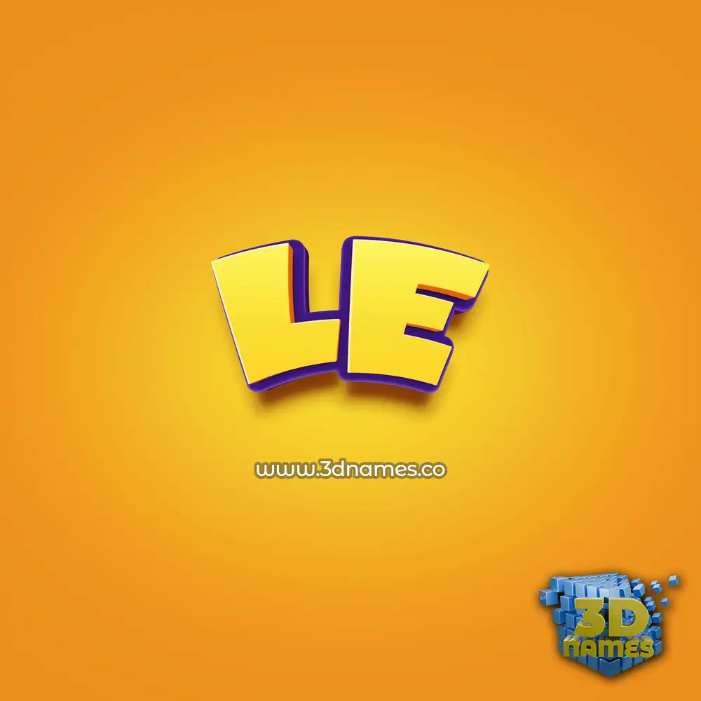 le in Orange Toon style - 3D name wallpaper