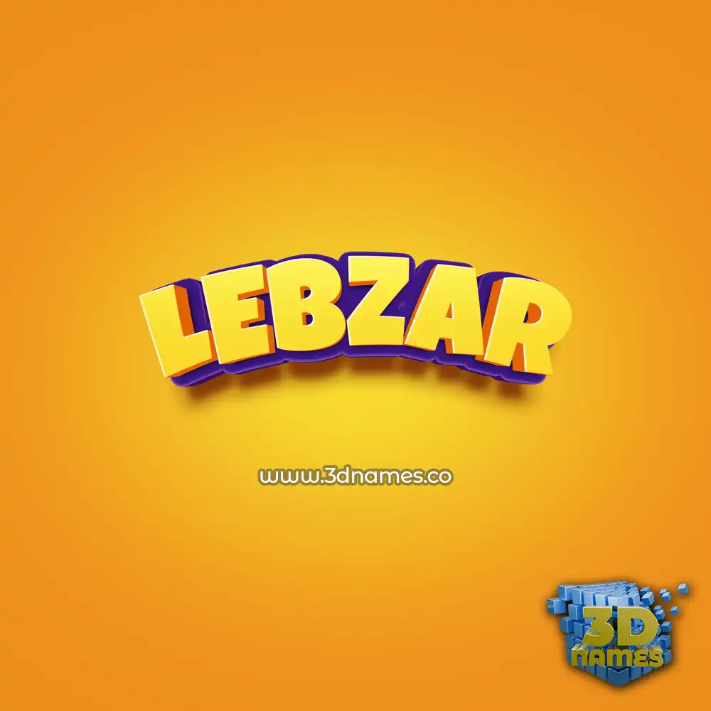 lebzar in Orange Toon style - 3D name wallpaper