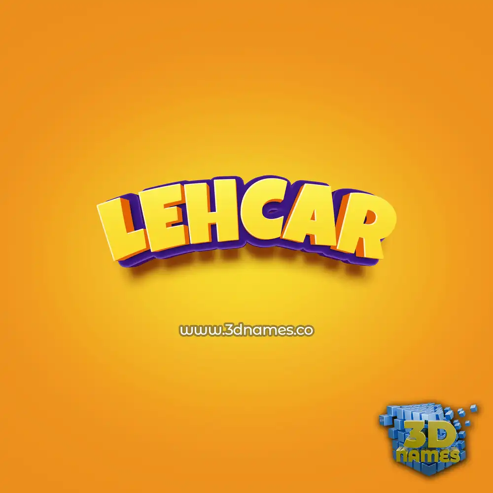 lehcar in Orange Toon style - 3D name wallpaper