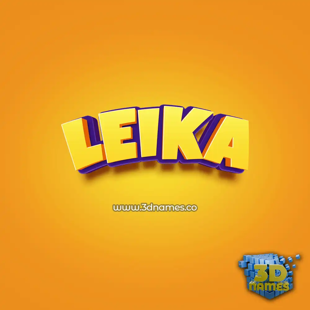 leika in Orange Toon style - 3D name wallpaper