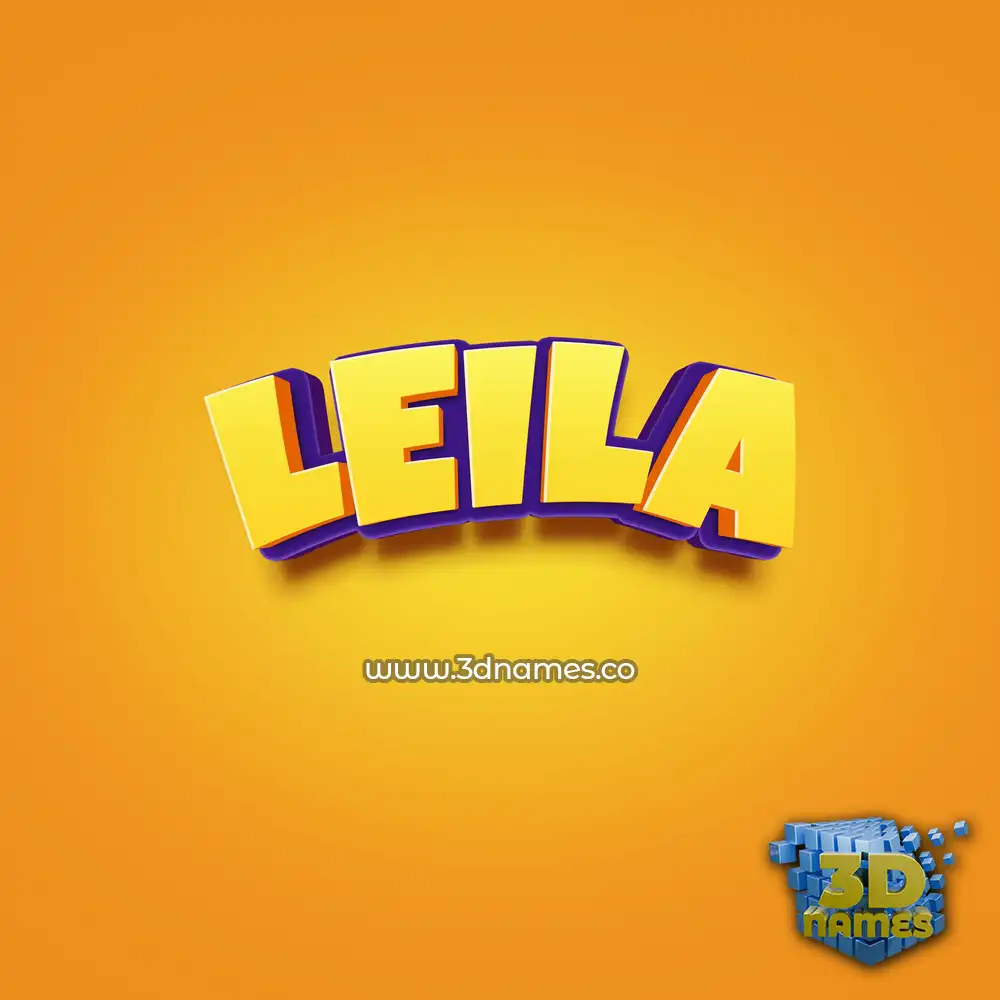 leila in Orange Toon style - 3D name wallpaper