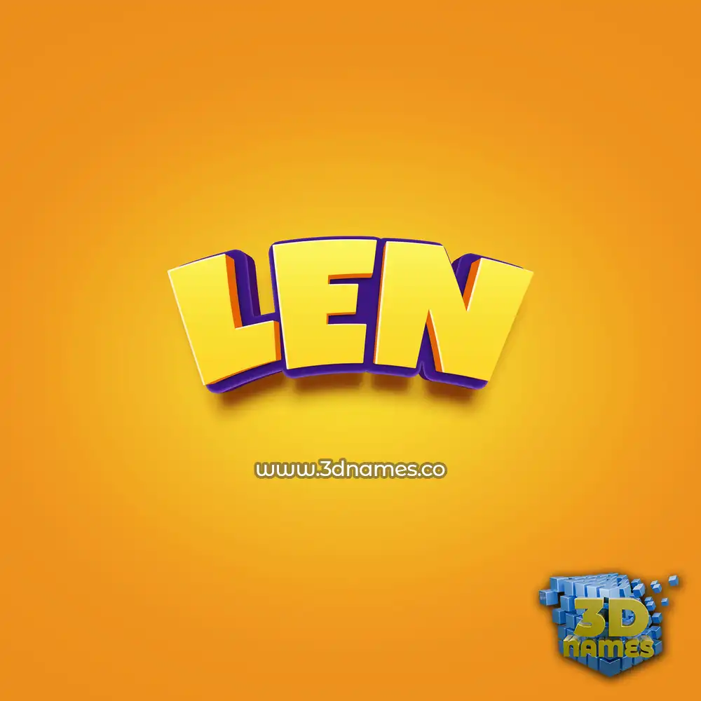 len in Orange Toon style - 3D name wallpaper