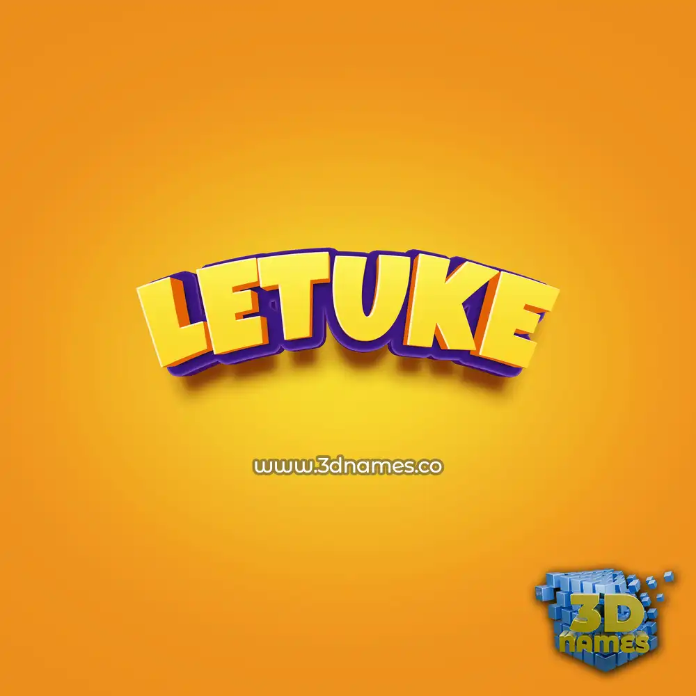 letuke in Orange Toon style - 3D name wallpaper