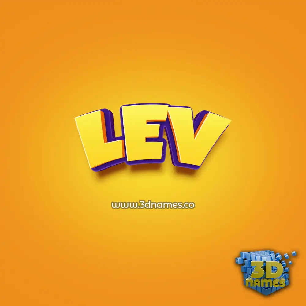 lev in Orange Toon style - 3D name wallpaper