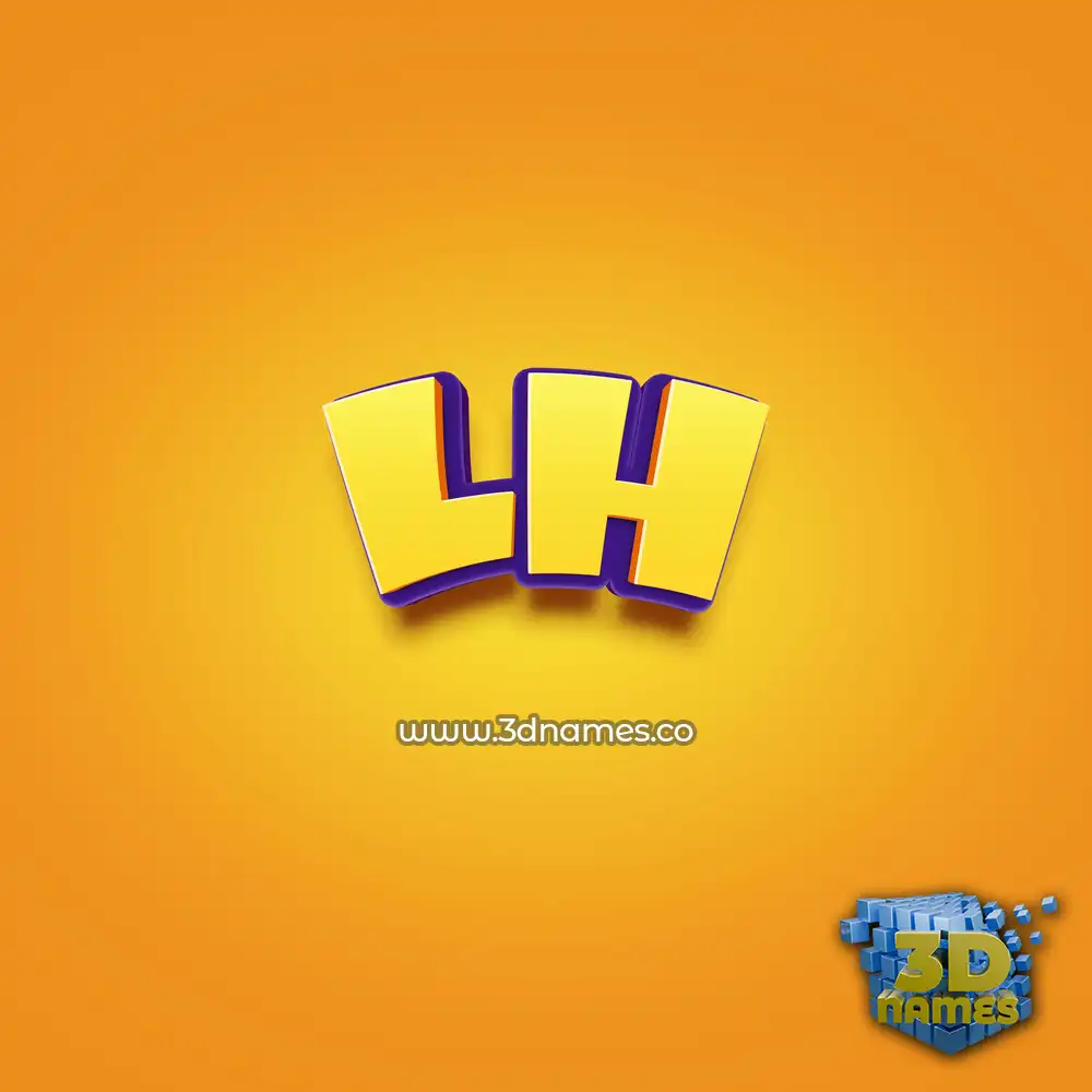 lh in Orange Toon style - 3D name wallpaper