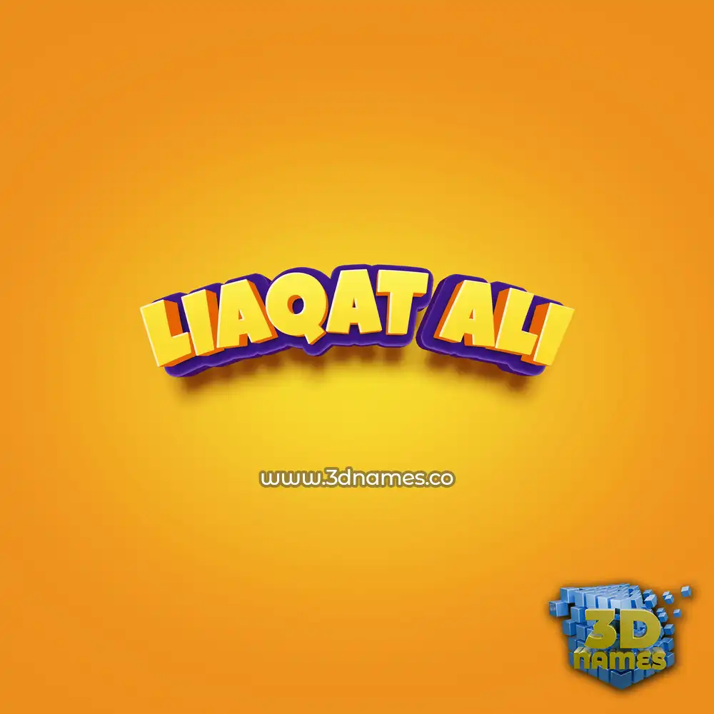 liaqat ali in Orange Toon style - 3D name wallpaper