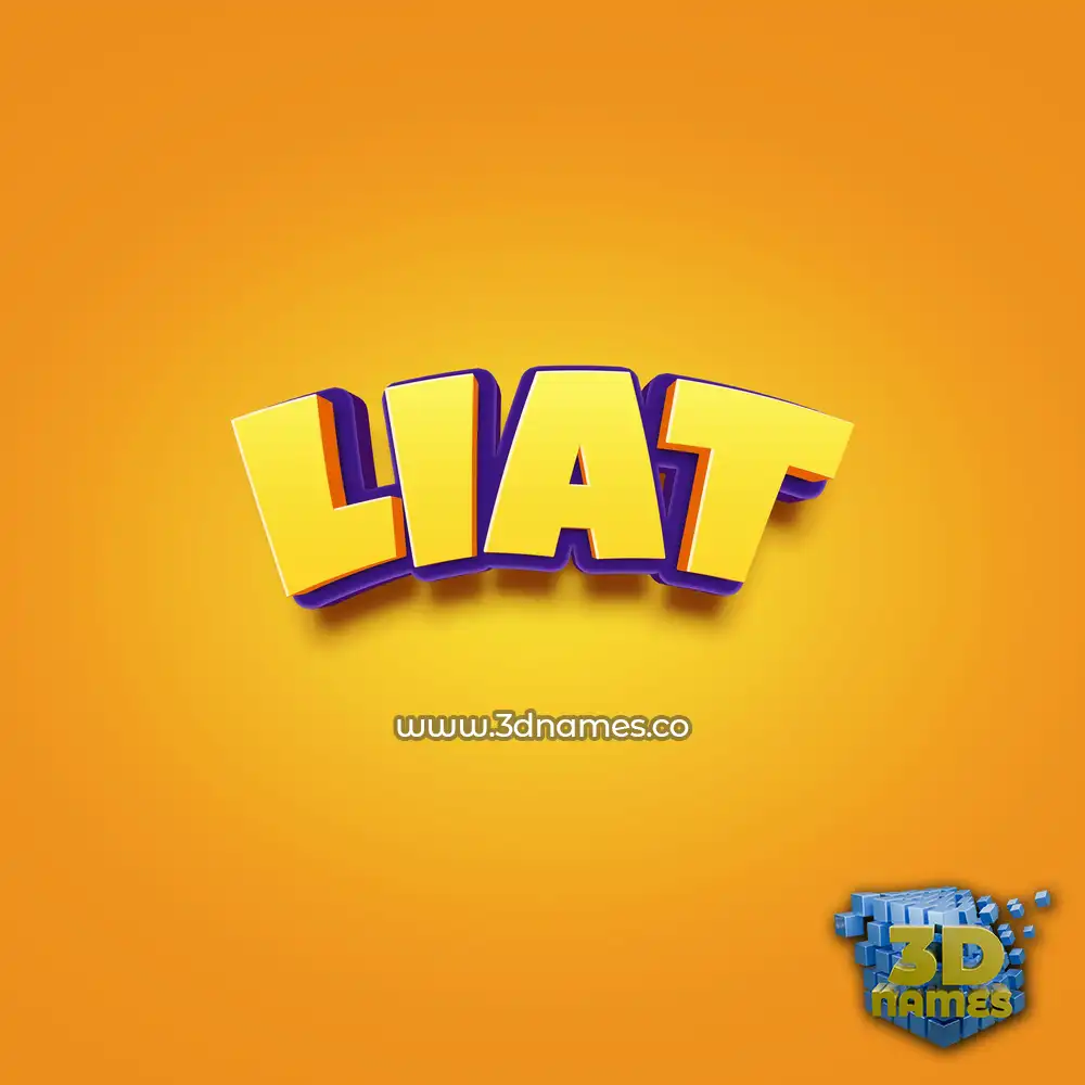 liat in Orange Toon style - 3D name wallpaper