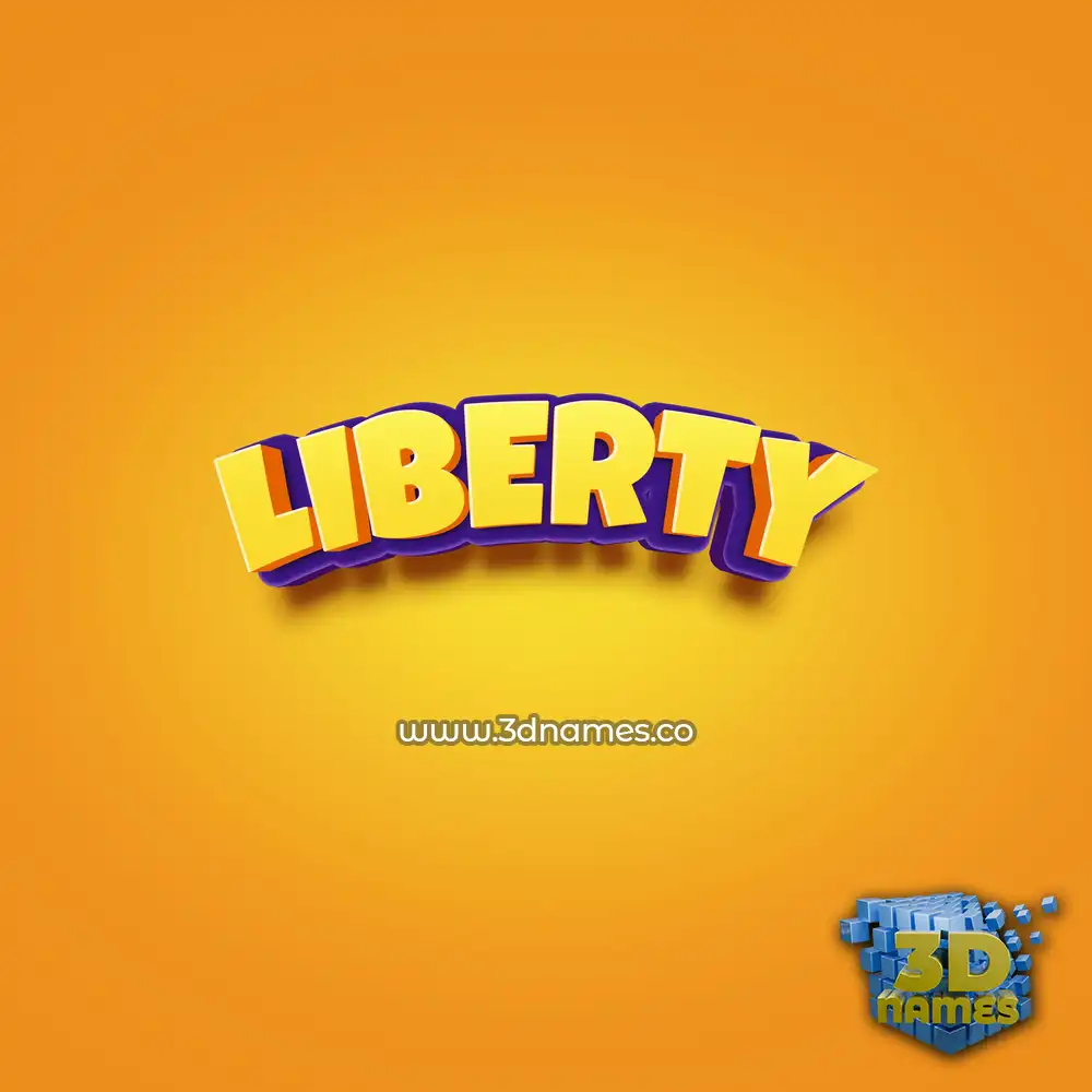 liberty in Orange Toon style - 3D name wallpaper