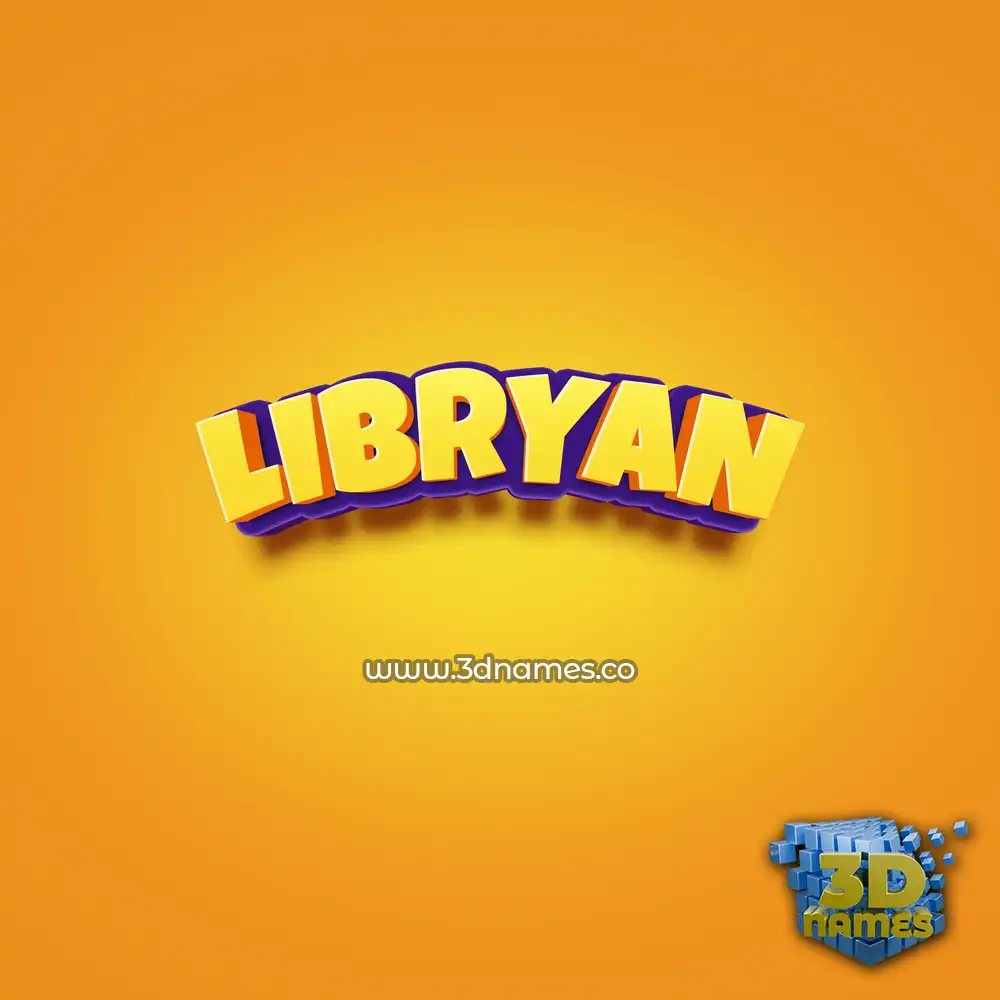 libryan in Orange Toon style - 3D name wallpaper
