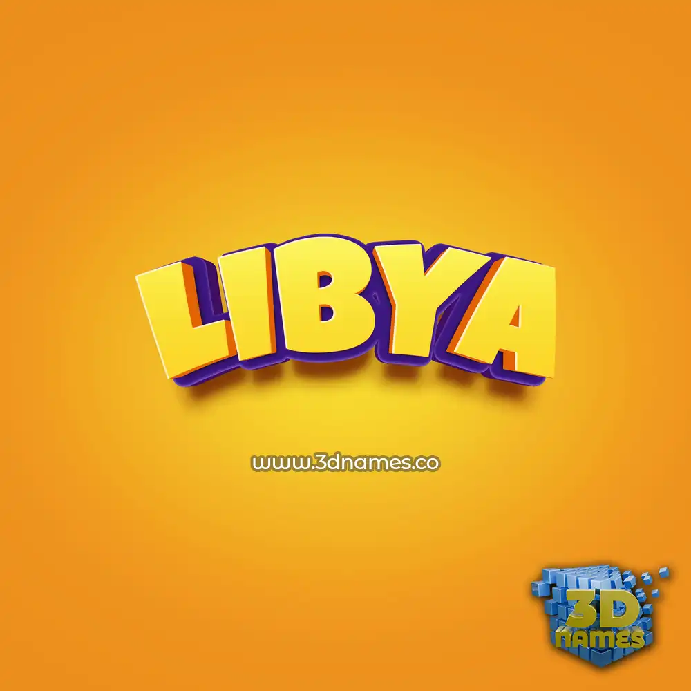 libya in Orange Toon style - 3D name wallpaper