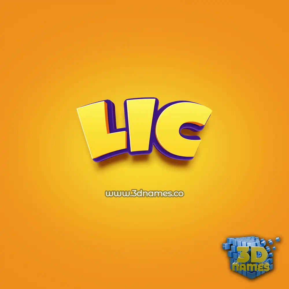 lic in Orange Toon style - 3D name wallpaper