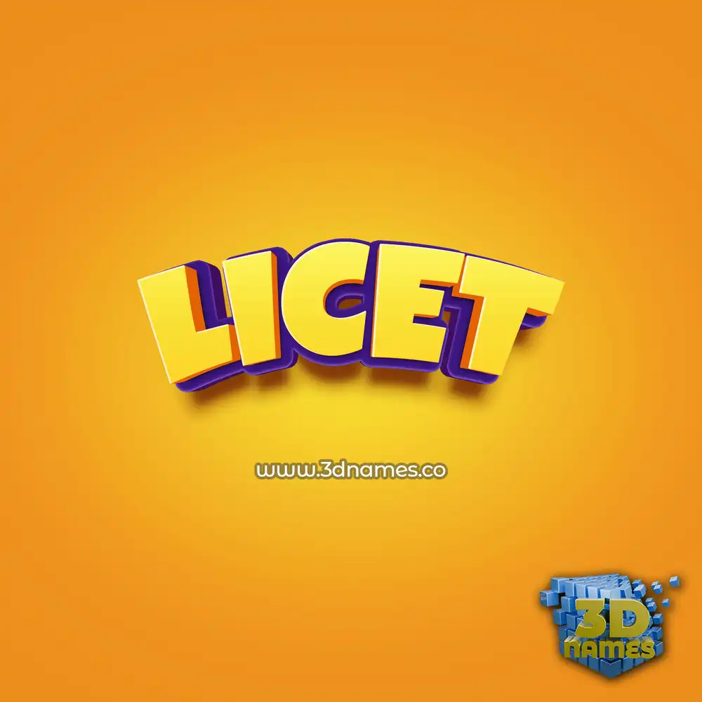 licet in Orange Toon style - 3D name wallpaper