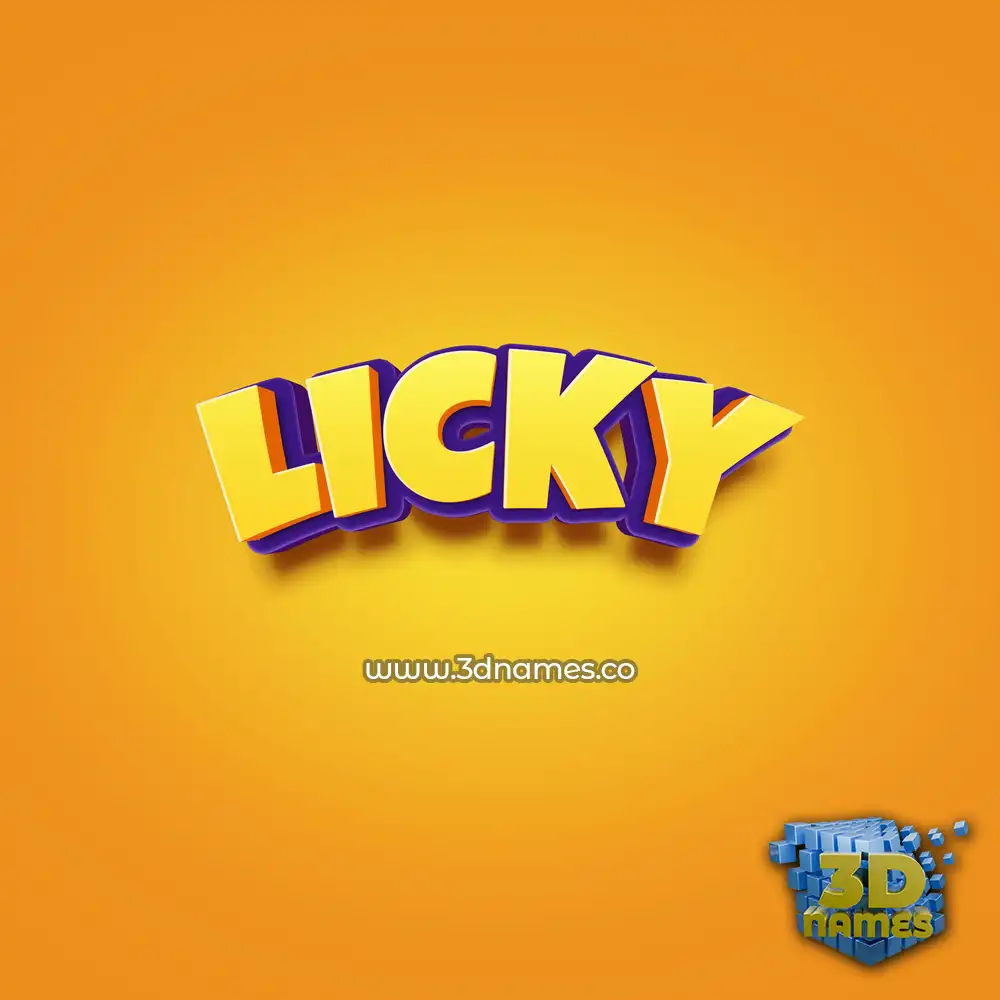 licky in Orange Toon style - 3D name wallpaper