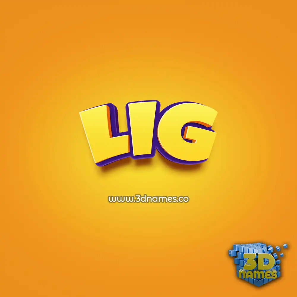 lig in Orange Toon style - 3D name wallpaper