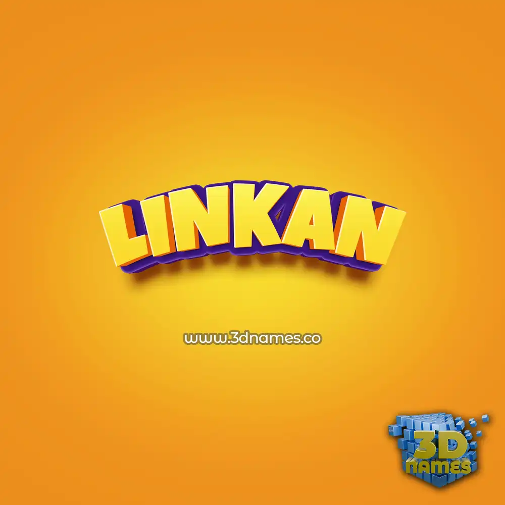 linkan in Orange Toon style - 3D name wallpaper