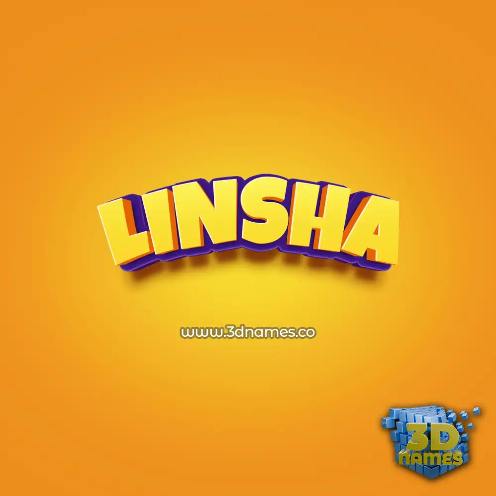linsha in Orange Toon style - 3D name wallpaper