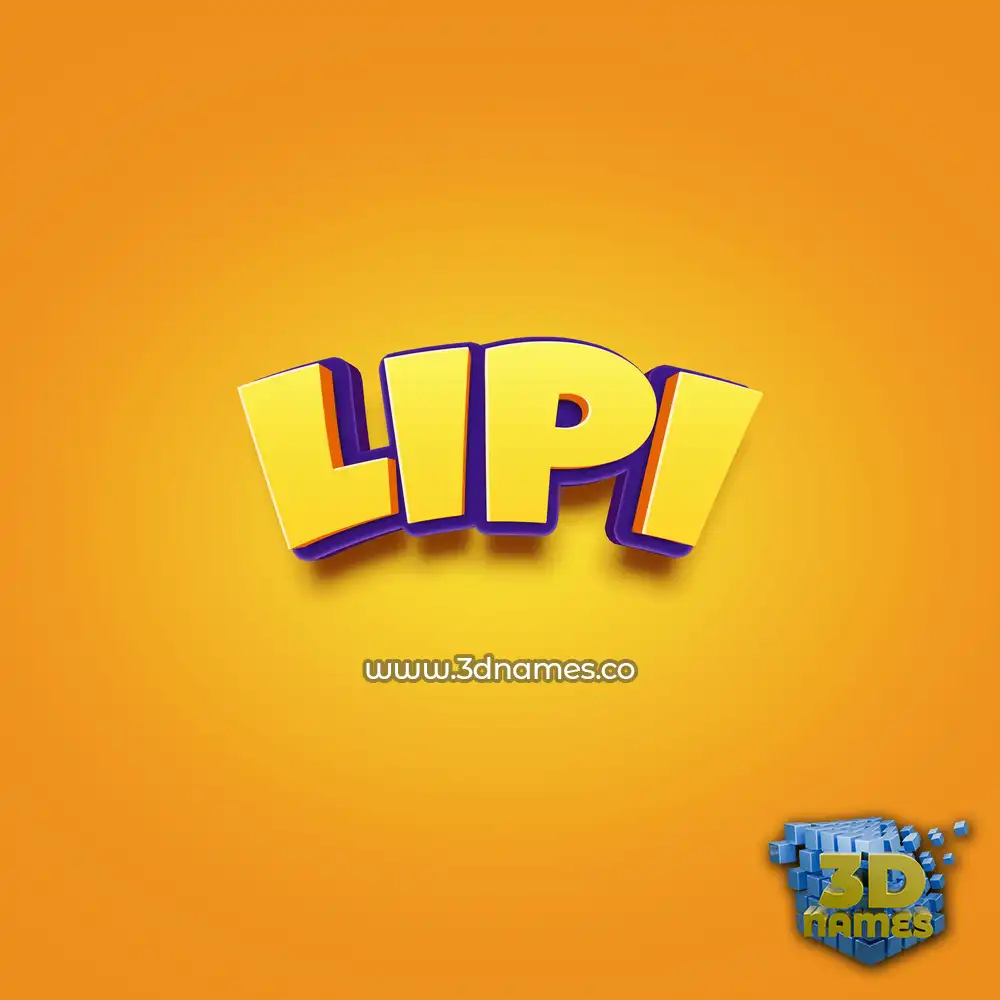 lipi in Orange Toon style - 3D name wallpaper