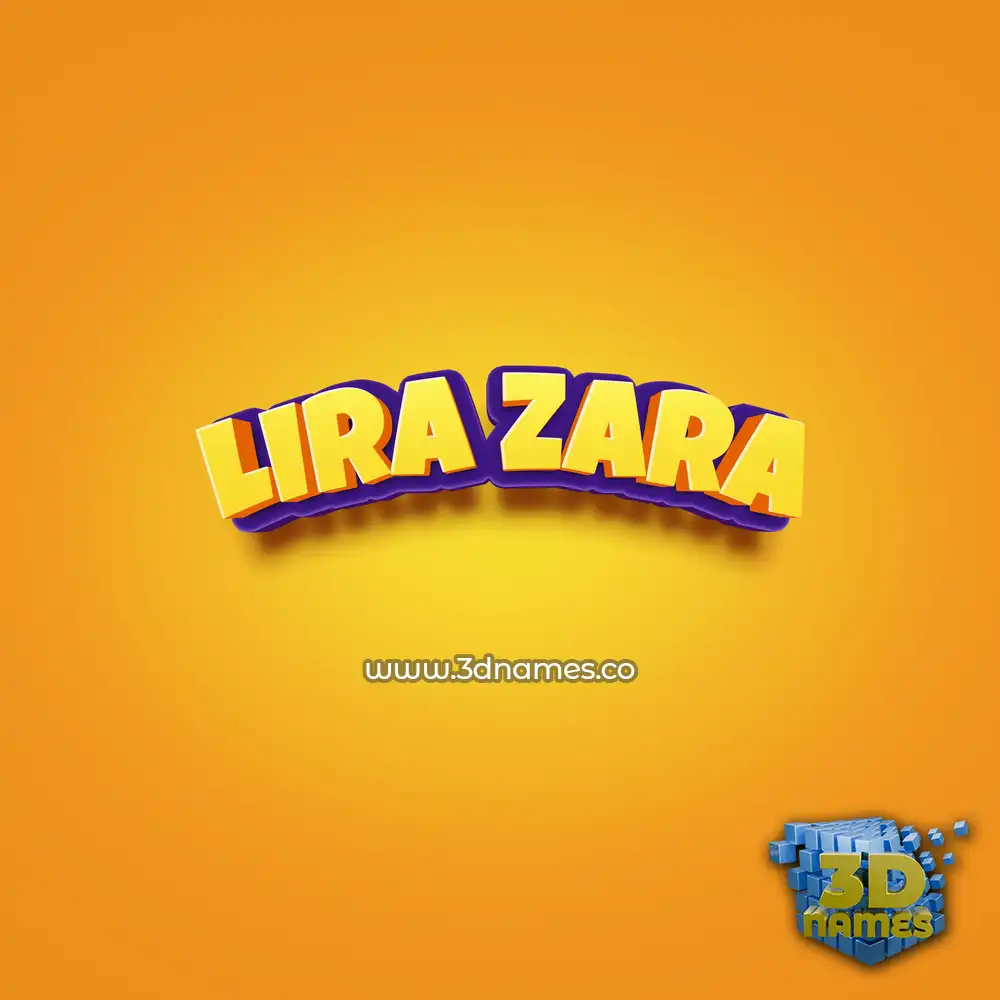 lira zara in Orange Toon style - 3D name wallpaper